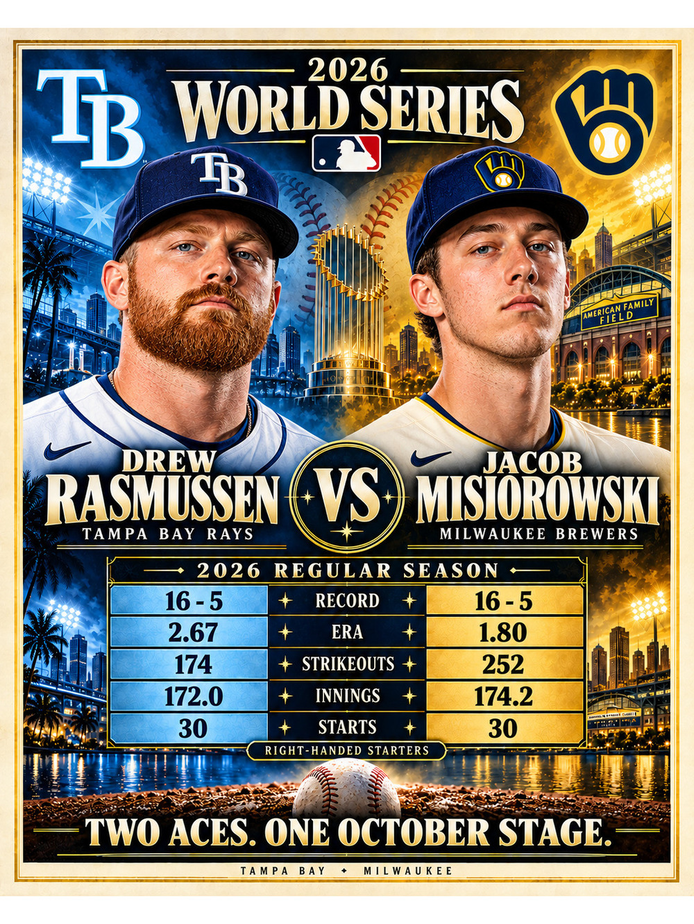 5060 Tampa Bay Rays vs Milwaukee Brewers World Series 8x10 Print Design 6